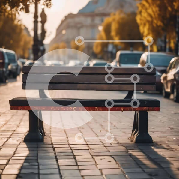 Intra Συλλεκτικό Ξύλινο Παζλ Plywood  4mm - Ξύλινος πάγκος στη μέση ενός αστικού δρόμου Σε Ξύλινο Κουτί - Διαστάσεις Puzzle: 10x10 cm – 25 κομμάτια