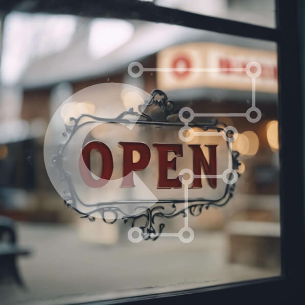 Intra Συλλεκτικό Ξύλινο Παζλ Plywood  4mm - Σκηνή εστιατορίου με γυάλινο παράθυρο και ανοιχτή πινακίδα Σε Ξύλινο Κουτί - Διαστάσεις Puzzle: 10x10 cm – 25 κομμάτια