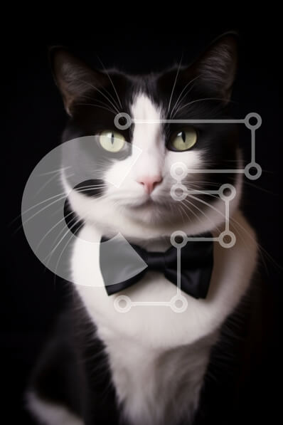 Σετ των 2 Intra Συλλεκτικό Ξύλινο Παζλ Plywood  4mm - Κομψή ασπρόμαυρη γάτα με παπιγιόν Σε Ξύλινο Κουτί - Διαστάσεις: 10x10 cm – 25 κομμάτια