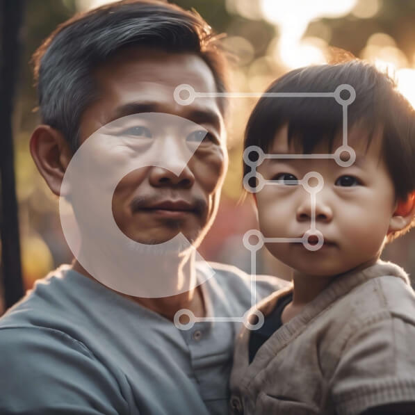 Intra Συλλεκτικό Ξύλινο Παζλ Plywood  4mm - Ευτυχισμένη στιγμή σύνδεσης μεταξύ ενός μεγαλύτερου άνδρα και ενός νεαρού αγοριού Σε Ξύλινο Κουτί - Διαστάσεις Puzzle: 10x10 cm – 25 κομμάτια