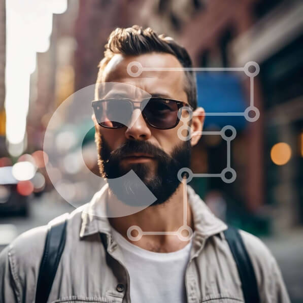 Intra Συλλεκτικό Ξύλινο Παζλ Plywood  4mm - Άνδρας με γυαλιά ηλίου στην Urban Street Σε Ξύλινο Κουτί - Διαστάσεις Puzzle: 10x10 cm – 25 κομμάτια