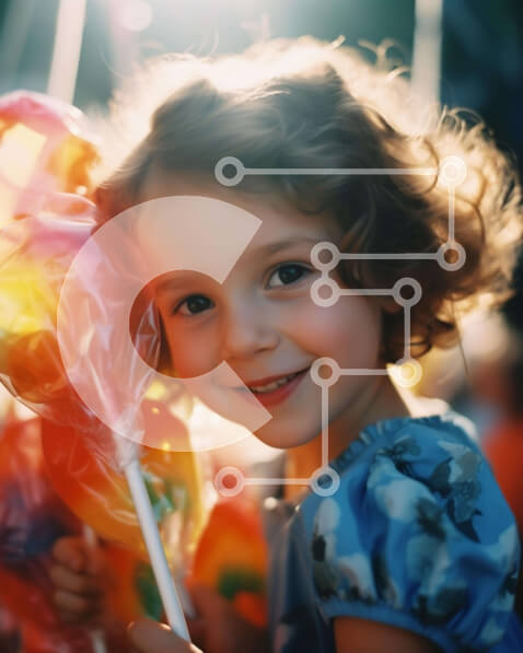 Intra Συλλεκτικό Ξύλινο Παζλ Plywood  4mm - Νεαρό κορίτσι με πολύχρωμα γλειφιτζούρια Σε Ξύλινο Κουτί - Διαστάσεις Puzzle: 10x10 cm – 25 κομμάτια