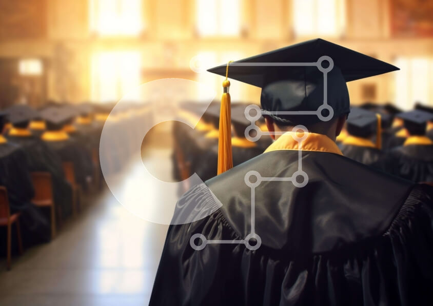 Intra Συλλεκτικό Ξύλινο Παζλ Plywood  4mm - Τελετή Αποφοίτησης στο Αμφιθέατρο με Κίτρινα Μπαλόνια Σε Ξύλινο Κουτί - Διαστάσεις Puzzle: 10x10 cm – 25 κομμάτια