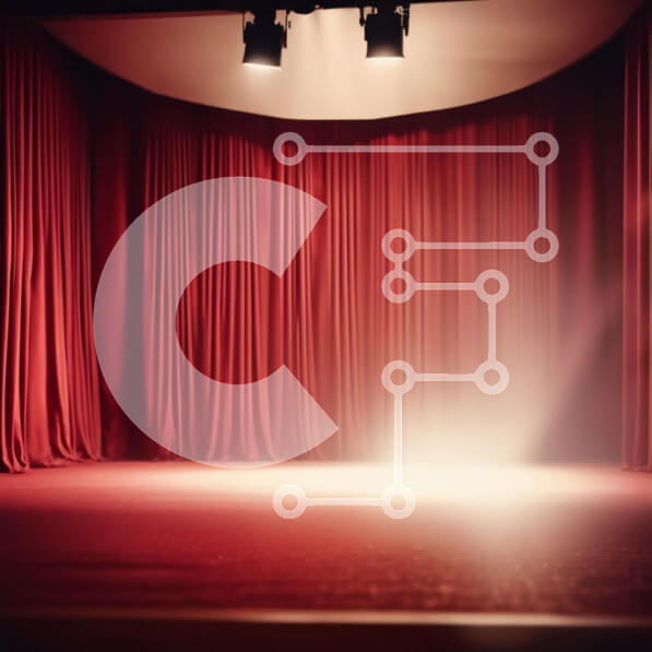 Intra Συλλεκτικό Ξύλινο Παζλ Plywood  4mm - Θεατρική Σκηνή με κόκκινη κουρτίνα και προβολείς Σε Ξύλινο Κουτί - Διαστάσεις Puzzle: 10x10 cm – 25 κομμάτια