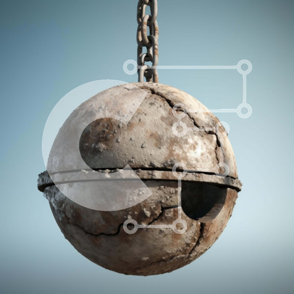 Intra Συλλεκτικό Ξύλινο Παζλ Plywood  4mm - Μεγάλη μπάλα σκυροδέματος που κρέμεται από αλυσίδες Σε Ξύλινο Κουτί - Διαστάσεις: 10x10 cm – 25 κομμάτια