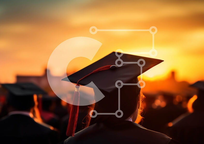 Intra Συλλεκτικό Ξύλινο Παζλ Plywood  4mm - Απόφοιτοι στο Sunset Σε Ξύλινο Κουτί - Διαστάσεις Puzzle: 10x10 cm – 25 κομμάτια