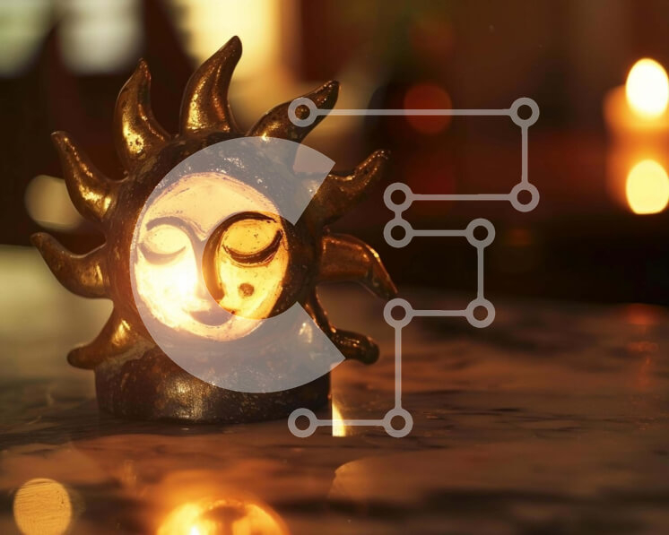 Σετ των 2 Intra Συλλεκτικό Ξύλινο Παζλ Plywood  4mm - Κερί σε σχήμα ήλιου φωτισμένο στο τραπέζι Σε Ξύλινο Κουτί - Διαστάσεις: 10x10 cm – 25 κομμάτια