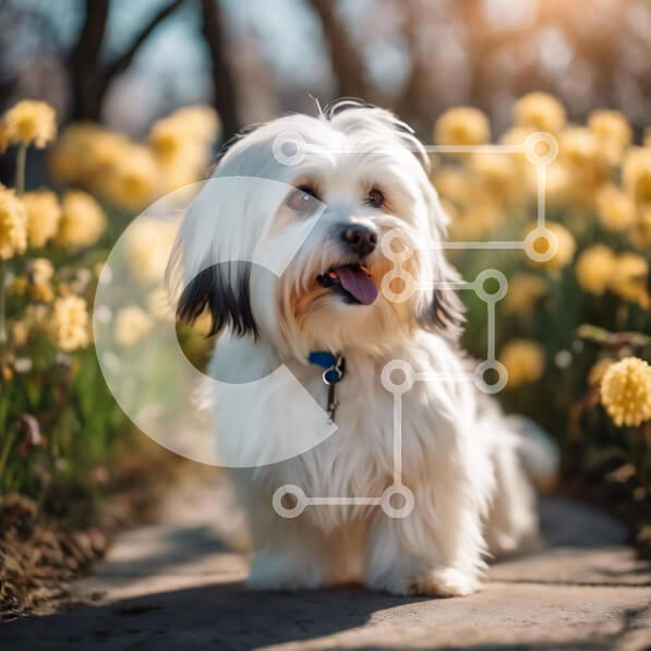 Intra Συλλεκτικό Ξύλινο Παζλ Plywood  4mm - Happy White Dog σε Daffodils Σε Ξύλινο Κουτί - Διαστάσεις: 10x10 cm – 25 κομμάτια