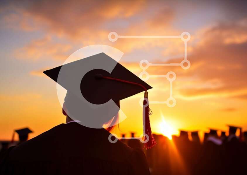 Intra Συλλεκτικό Ξύλινο Παζλ Plywood  4mm - Σκηνή αποφοίτησης στο ηλιοβασίλεμα Σε Ξύλινο Κουτί - Διαστάσεις Puzzle: 10x10 cm – 25 κομμάτια