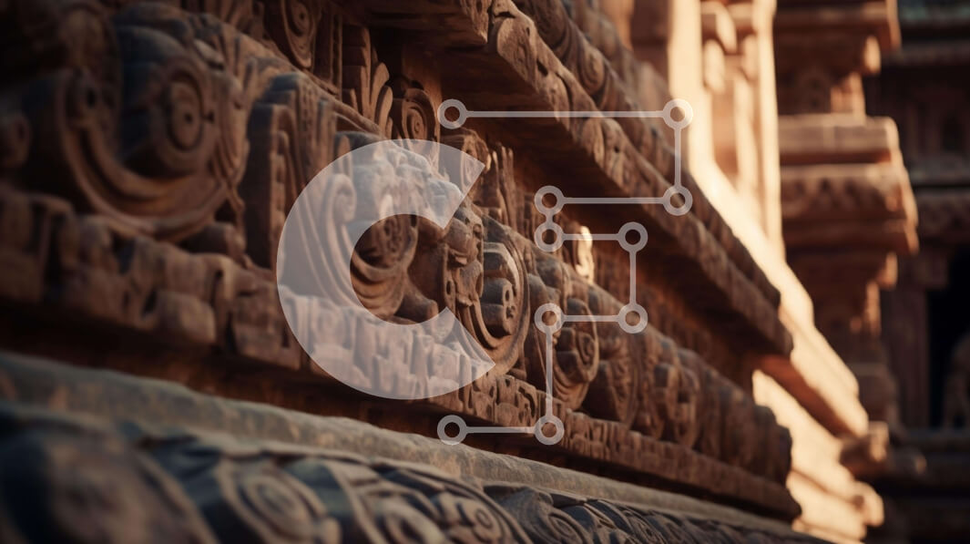 Intra Συλλεκτικό Ξύλινο Παζλ Plywood  4mm - Κοντινή όψη περίτεχνου κτηρίου με περίπλοκα γλυπτά Σε Ξύλινο Κουτί - Διαστάσεις Puzzle: 10x10 cm – 25 κομμάτια