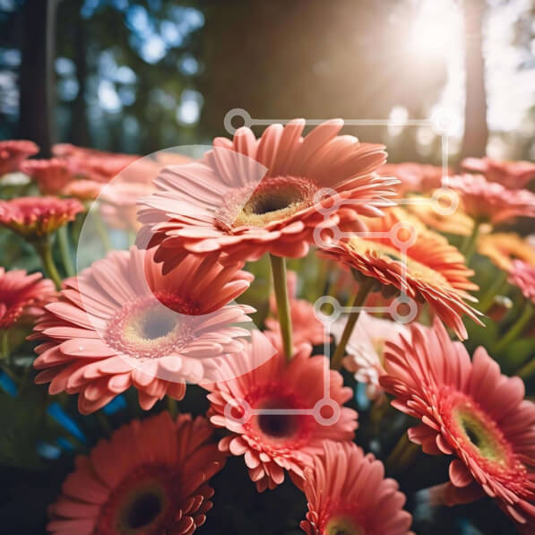 Intra Συλλεκτικό Ξύλινο Παζλ Plywood  4mm - Μπουκέτο με ροζ λουλούδια μαργαρίτας με έντονο φως του ήλιου Σε Ξύλινο Κουτί - Διαστάσεις: 10x10 cm – 25 κομμάτια