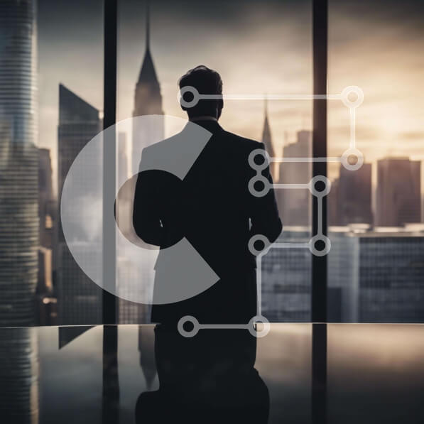 Intra Συλλεκτικό Ξύλινο Παζλ Plywood  4mm - Επιχειρηματίας με θέα στον ορίζοντα της πόλης Σε Ξύλινο Κουτί - Διαστάσεις Puzzle: 10x10 cm – 25 κομμάτια