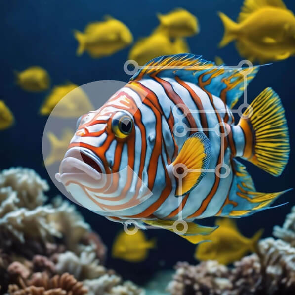 Intra Συλλεκτικό Ξύλινο Παζλ Plywood  4mm - Πολύχρωμα ψάρια που κολυμπούν σε τροπικά νερά Σε Ξύλινο Κουτί - Διαστάσεις: 10x10 cm – 25 κομμάτια