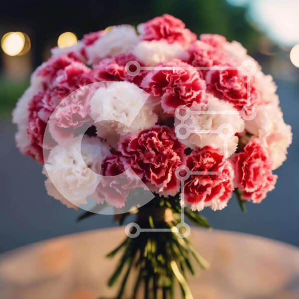 Intra Συλλεκτικό Ξύλινο Παζλ Plywood  4mm - Όμορφη κόκκινη και λευκή ανθοδέσμη από γαρύφαλλο Σε Ξύλινο Κουτί - Διαστάσεις: 10x10 cm – 25 κομμάτια