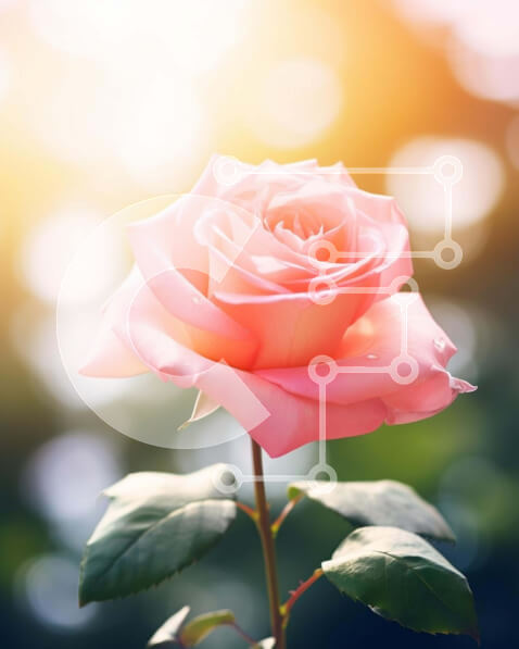 Intra Συλλεκτικό Ξύλινο Παζλ Plywood  4mm - Ζωντανό ροζ τριαντάφυλλο που ανθίζει στο φως του ήλιου Σε Ξύλινο Κουτί - Διαστάσεις: 10x10 cm – 25 κομμάτια