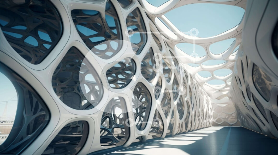 Intra Συλλεκτικό Ξύλινο Παζλ Plywood  4mm - Φουτουριστική γέφυρα με γεωμετρικά σχήματα και γλυπτά Σε Ξύλινο Κουτί - Διαστάσεις Puzzle: 10x10 cm – 25 κομμάτια