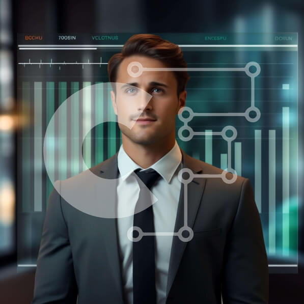 Intra Συλλεκτικό Ξύλινο Παζλ Plywood  4mm - Επιχειρηματίας που αναλύει γραφήματα Σε Ξύλινο Κουτί - Διαστάσεις Puzzle: 10x10 cm – 25 κομμάτια