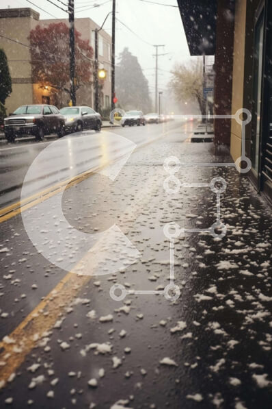 Intra Συλλεκτικό Ξύλινο Παζλ Plywood  4mm - Βρεγμένος και βροχερός δρόμος με χιόνι και φανάρι Σε Ξύλινο Κουτί - Διαστάσεις Puzzle: 10x10 cm – 25 κομμάτια