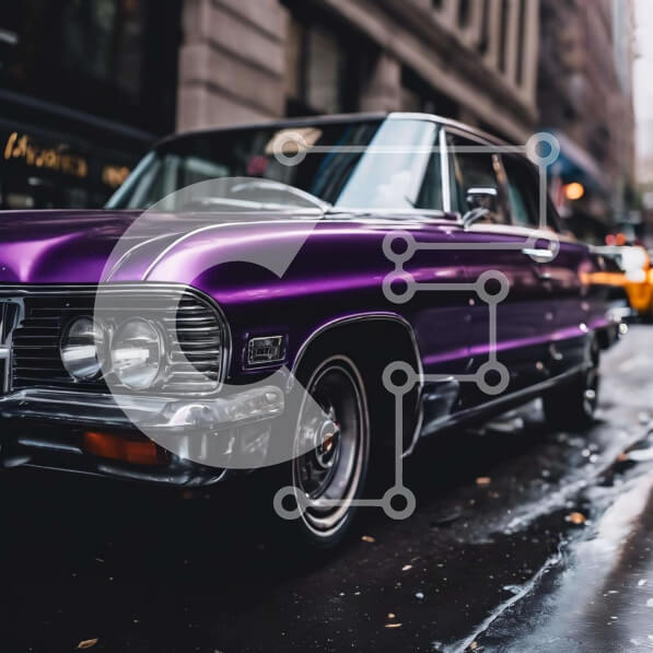 Intra Συλλεκτικό Ξύλινο Παζλ Plywood  4mm - Μωβ κλασικό αυτοκίνητο στην κυκλοφορία στην πόλη Σε Ξύλινο Κουτί - Διαστάσεις Puzzle: 10x10 cm – 25 κομμάτια