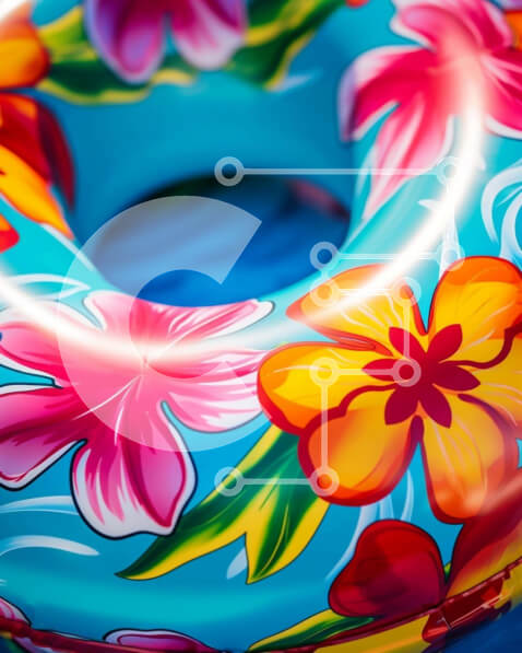 Intra Συλλεκτικό Ξύλινο Παζλ Plywood  4mm - Πολύχρωμο φουσκωτό δαχτυλίδι με στάμπες λουλουδιών Σε Ξύλινο Κουτί - Διαστάσεις Puzzle: 10x10 cm – 25 κομμάτια