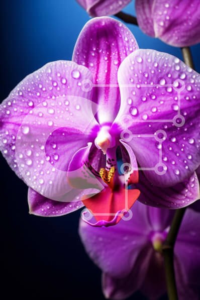 Σετ των 2 Intra Συλλεκτικό Ξύλινο Παζλ Plywood  4mm - Ανθισμένα μωβ λουλούδια ορχιδέας με σταγονίδια νερού Σε Ξύλινο Κουτί - Διαστάσεις: 10x10 cm – 25 κομμάτια