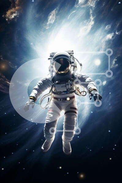 Intra Συλλεκτικό Ξύλινο Παζλ Plywood  4mm - Αστροναύτης με λευκή διαστημική στολή που επιπλέει στο διάστημα Σε Ξύλινο Κουτί - Διαστάσεις Puzzle: 10x10 cm – 25 κομμάτια