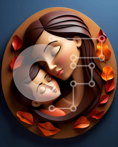 Intra Συλλεκτικό Ξύλινο Παζλ Plywood  4mm - Γλυπτό Origami Μητέρας και Παιδιού Σε Ξύλινο Κουτί - Διαστάσεις Puzzle: 10x10 cm – 25 κομμάτια