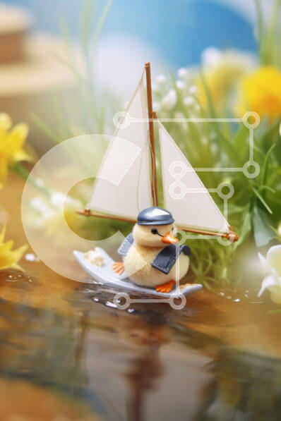 Σετ των 2 Intra Συλλεκτικό Ξύλινο Παζλ Plywood  4mm - Παιχνίδι πάπια που πλέει στο νερό με λουλούδια Σε Ξύλινο Κουτί - Διαστάσεις: 10x10 cm – 25 κομμάτια