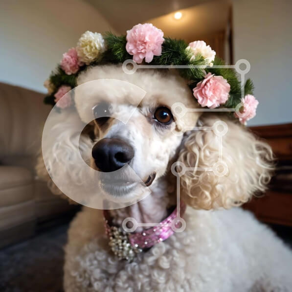 Intra Συλλεκτικό Ξύλινο Παζλ Plywood  4mm - Λευκό κανίς με κορώνα λουλουδιών Σε Ξύλινο Κουτί - Διαστάσεις: 10x10 cm – 25 κομμάτια