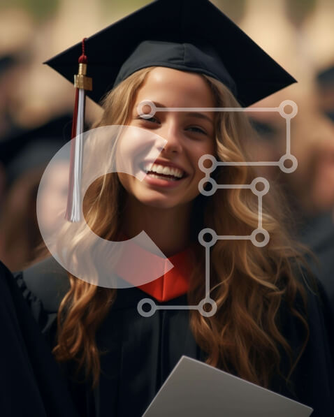 Intra Συλλεκτικό Ξύλινο Παζλ Plywood  4mm - Χαμογελαστός Πτυχιούχος με Καπέλο και Φόρεμα με Συνομήλικους Σε Ξύλινο Κουτί - Διαστάσεις Puzzle: 10x10 cm – 25 κομμάτια