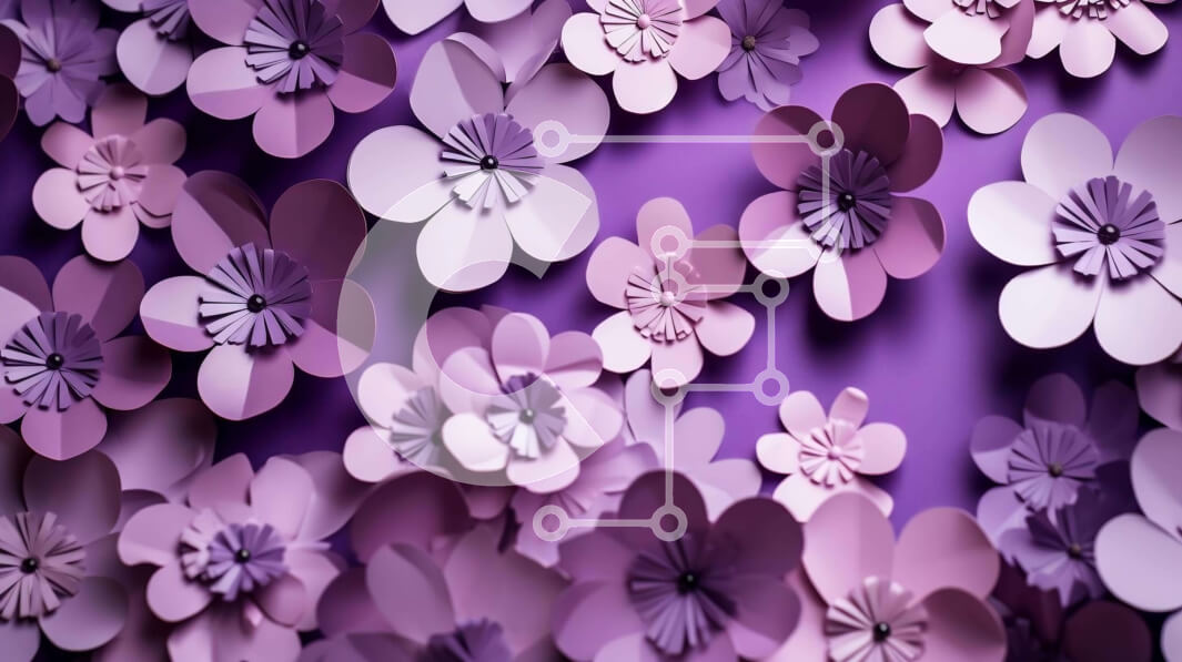 Intra Συλλεκτικό Ξύλινο Παζλ Plywood  4mm - Μωβ φόντο με χάρτινα λουλούδια σε διάφορα σχήματα και μεγέθη Σε Ξύλινο Κουτί - Διαστάσεις Puzzle: 10x10 cm – 25 κομμάτια