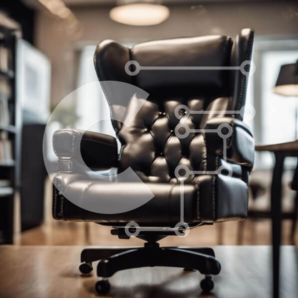 Intra Συλλεκτικό Ξύλινο Παζλ Plywood  4mm - Μαύρη καρέκλα γραφείου σε μινιμαλιστικό περιβάλλον γραφείου Σε Ξύλινο Κουτί - Διαστάσεις Puzzle: 10x10 cm – 25 κομμάτια