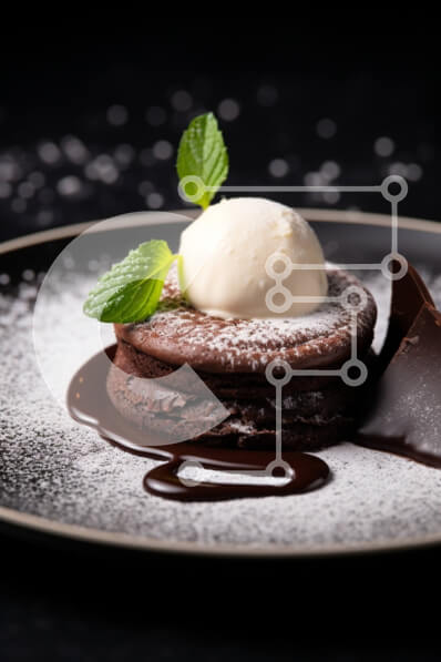 Σετ των 2 Intra Συλλεκτικό Ξύλινο Παζλ Plywood  4mm - Λαχταριστό κέικ σοκολάτας και επιδόρπιο παγωτό με γαρνιτούρα μέντας Σε Ξύλινο Κουτί - Διαστάσεις: 10x10 cm – 25 κομμάτια