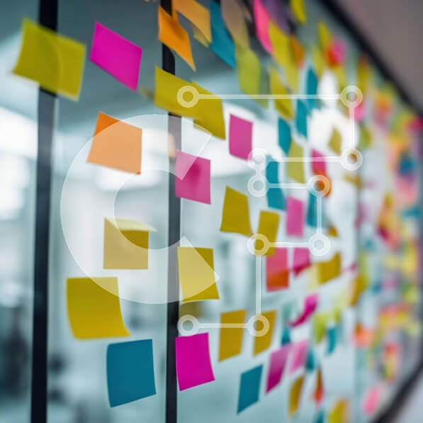 Intra Συλλεκτικό Ξύλινο Παζλ Plywood  4mm - Πολύχρωμες σημειώσεις Post-It για το κτίριο γραφείων Σε Ξύλινο Κουτί - Διαστάσεις Puzzle: 10x10 cm – 25 κομμάτια