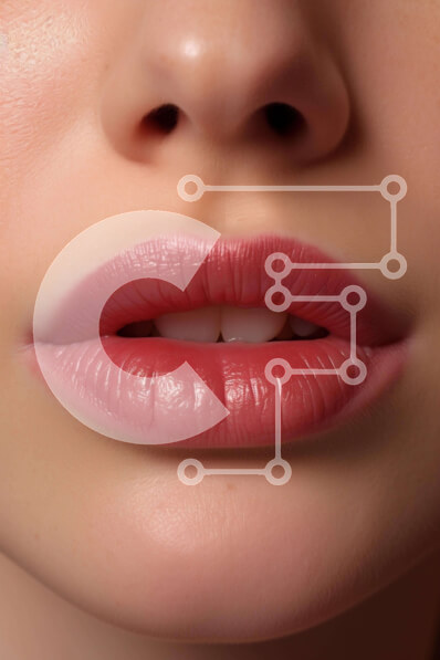 Intra Συλλεκτικό Ξύλινο Παζλ Plywood  4mm - Κοντινό πλάνο με ροζ περιποιημένα χείλη Σε Ξύλινο Κουτί - Διαστάσεις Puzzle: 10x10 cm – 25 κομμάτια