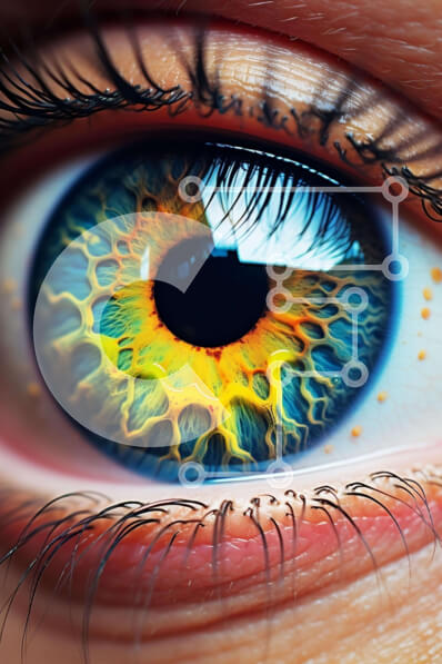 Intra Συλλεκτικό Ξύλινο Παζλ Plywood  4mm - Κοντινό πλάνο μάτι με μπλε και κίτρινα χρώματα Σε Ξύλινο Κουτί - Διαστάσεις Puzzle: 10x10 cm – 25 κομμάτια