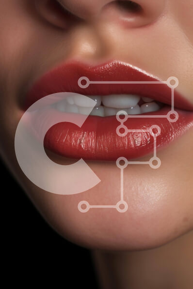 Intra Συλλεκτικό Ξύλινο Παζλ Plywood  4mm - Κοντινό πλάνο του προσώπου γυναίκας με τα κόκκινα χείλη Σε Ξύλινο Κουτί - Διαστάσεις Puzzle: 10x10 cm – 25 κομμάτια