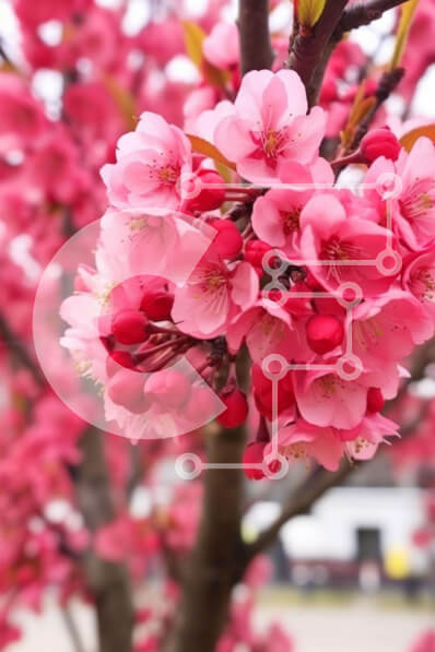 Σετ των 2 Intra Συλλεκτικό Ξύλινο Παζλ Plywood  4mm - Δέντρο με ροζ άνθη την άνοιξη Σε Ξύλινο Κουτί - Διαστάσεις: 10x10 cm – 25 κομμάτια