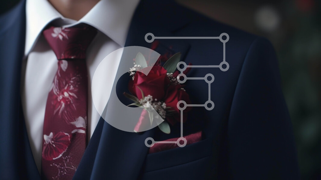 Intra Συλλεκτικό Ξύλινο Παζλ Plywood  4mm - Κομψός άνδρας με κομψό κοστούμι με κόκκινο λουλούδι Σε Ξύλινο Κουτί - Διαστάσεις Puzzle: 10x10 cm – 25 κομμάτια