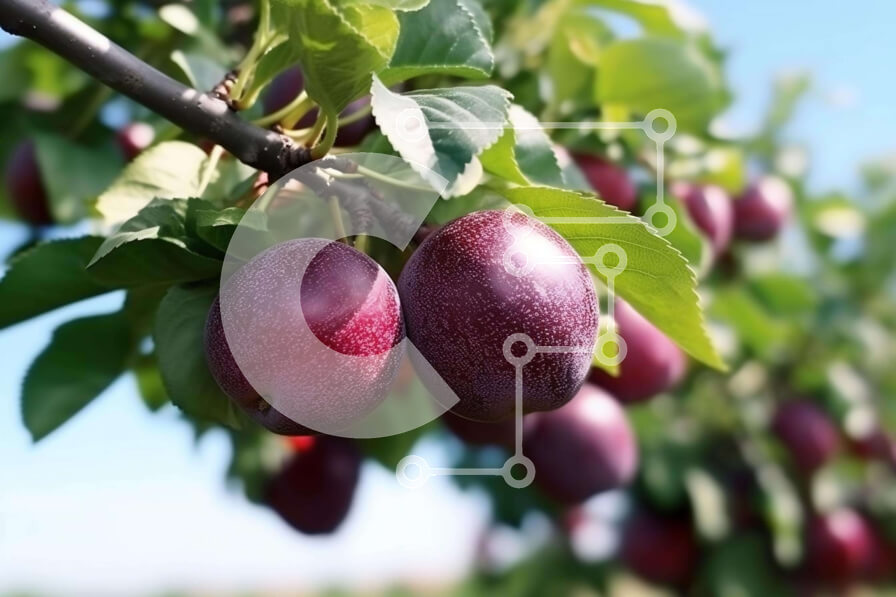 Intra Συλλεκτικό Ξύλινο Παζλ Plywood  4mm - Φρέσκα δαμάσκηνα στον κλάδο δέντρων Σε Ξύλινο Κουτί - Διαστάσεις: 10x10 cm – 25 κομμάτια