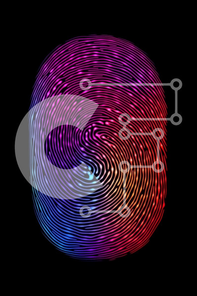 Intra Συλλεκτικό Ξύλινο Παζλ Plywood  4mm - Πολύχρωμο δακτυλικό αποτύπωμα σε μαύρο φόντο Σε Ξύλινο Κουτί - Διαστάσεις Puzzle: 10x10 cm – 25 κομμάτια