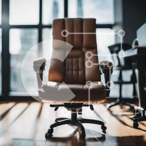 Intra Συλλεκτικό Ξύλινο Παζλ Plywood  4mm - Καφέ δερμάτινη καρέκλα γραφείου σε έναν κενό χώρο γραφείου Σε Ξύλινο Κουτί - Διαστάσεις Puzzle: 10x10 cm – 25 κομμάτια