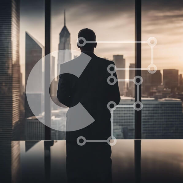 Intra Συλλεκτικό Ξύλινο Παζλ Plywood  4mm - Επιχειρηματίας που θαυμάζει τον ορίζοντα της πόλης Σε Ξύλινο Κουτί - Διαστάσεις Puzzle: 10x10 cm – 25 κομμάτια