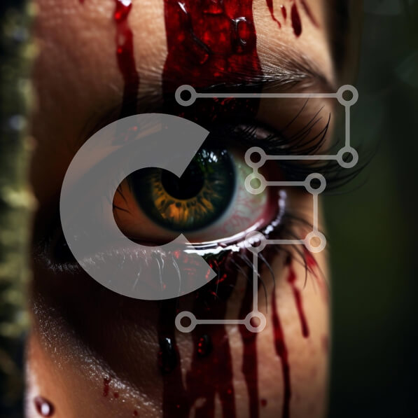 Intra Συλλεκτικό Ξύλινο Παζλ Plywood  4mm - Γυναικείο πρόσωπο με μάτια που στάζουν αίμα Σε Ξύλινο Κουτί - Διαστάσεις Puzzle: 10x10 cm – 25 κομμάτια