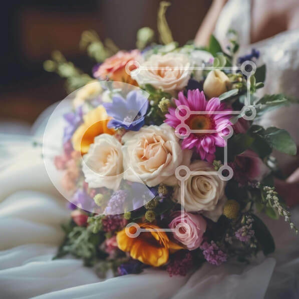 Σετ των 2 Intra Συλλεκτικό Ξύλινο Παζλ Plywood  4mm - Πολύχρωμο νυφικό μπουκέτο για γάμο ή ειδικές περιστάσεις Σε Ξύλινο Κουτί - Διαστάσεις: 10x10 cm – 25 κομμάτια