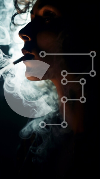 Intra Συλλεκτικό Ξύλινο Παζλ Plywood  4mm - Γυναίκα που καπνίζει σε αμυδρά φωτισμένο περιβάλλον Σε Ξύλινο Κουτί - Διαστάσεις Puzzle: 10x10 cm – 25 κομμάτια