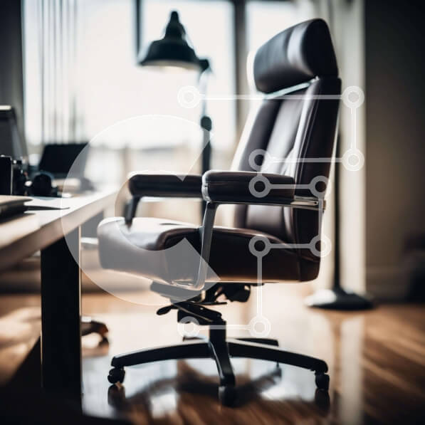 Intra Συλλεκτικό Ξύλινο Παζλ Plywood  4mm - Καφέ δερμάτινη καρέκλα γραφείου σε χώρο γραφείου Σε Ξύλινο Κουτί - Διαστάσεις Puzzle: 10x10 cm – 25 κομμάτια