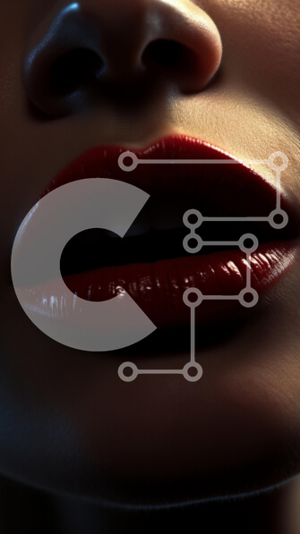 Intra Συλλεκτικό Ξύλινο Παζλ Plywood  4mm - Κοντινό πλάνο του γυναικείου προσώπου με κόκκινα χείλη Σε Ξύλινο Κουτί - Διαστάσεις Puzzle: 10x10 cm – 25 κομμάτια