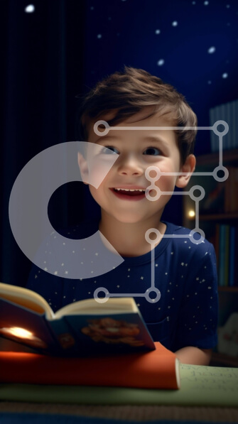 Intra Συλλεκτικό Ξύλινο Παζλ Plywood  4mm - Νεαρό αγόρι που διαβάζει ένα βιβλίο με αστέρια Σε Ξύλινο Κουτί - Διαστάσεις Puzzle: 10x10 cm – 25 κομμάτια