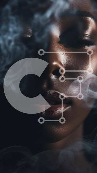 Intra Συλλεκτικό Ξύλινο Παζλ Plywood  4mm - Μαύρη γυναίκα με καπνό που βγαίνει από το πρόσωπο Σε Ξύλινο Κουτί - Διαστάσεις Puzzle: 10x10 cm – 25 κομμάτια